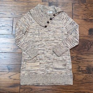 Eight Eight Eight womens brown striped sweater with beautiful neckline!! Size Sm